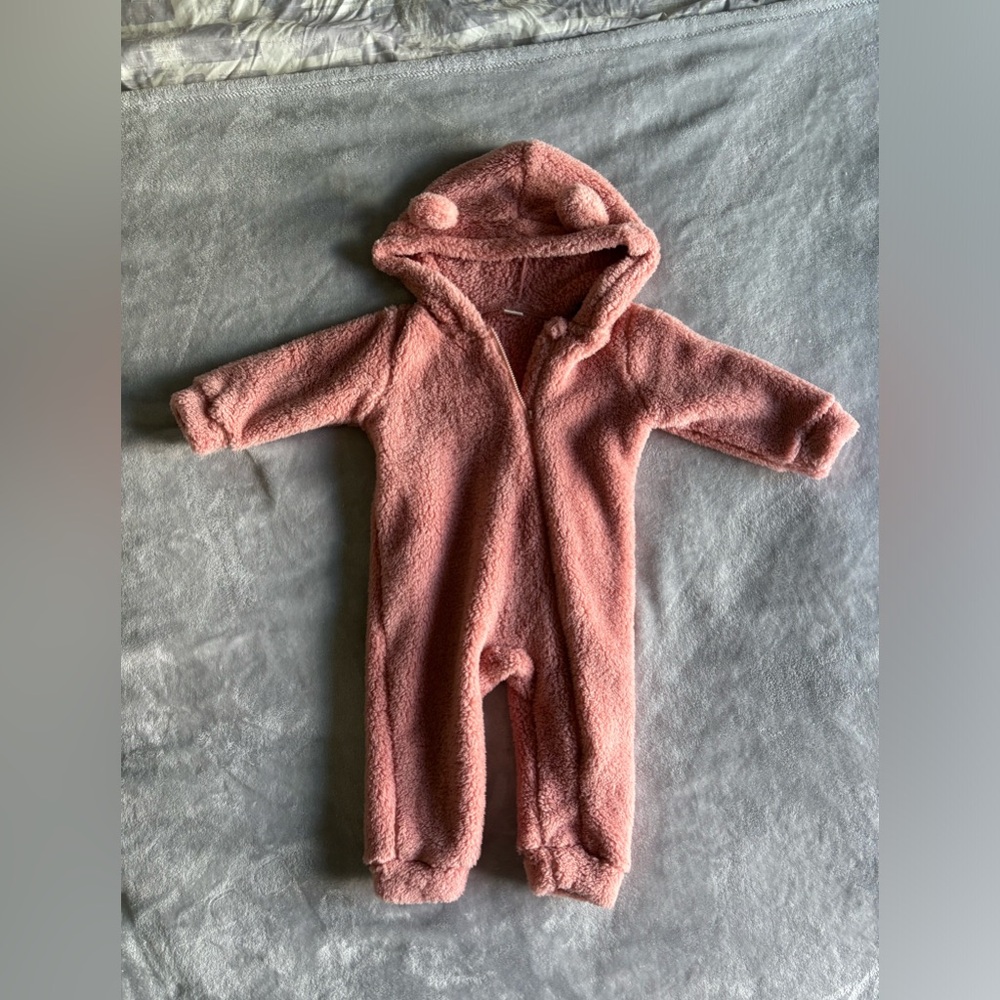Pink cozy fleece zip up 9-12 month girl